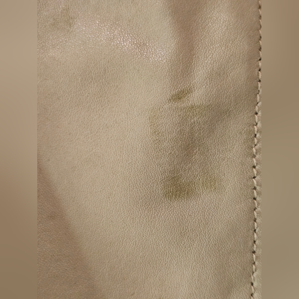 MARGARET GODFREY/St. John Olive Green Leather Zip Front Lined Jacket Size 6 - Picture 10 of 11